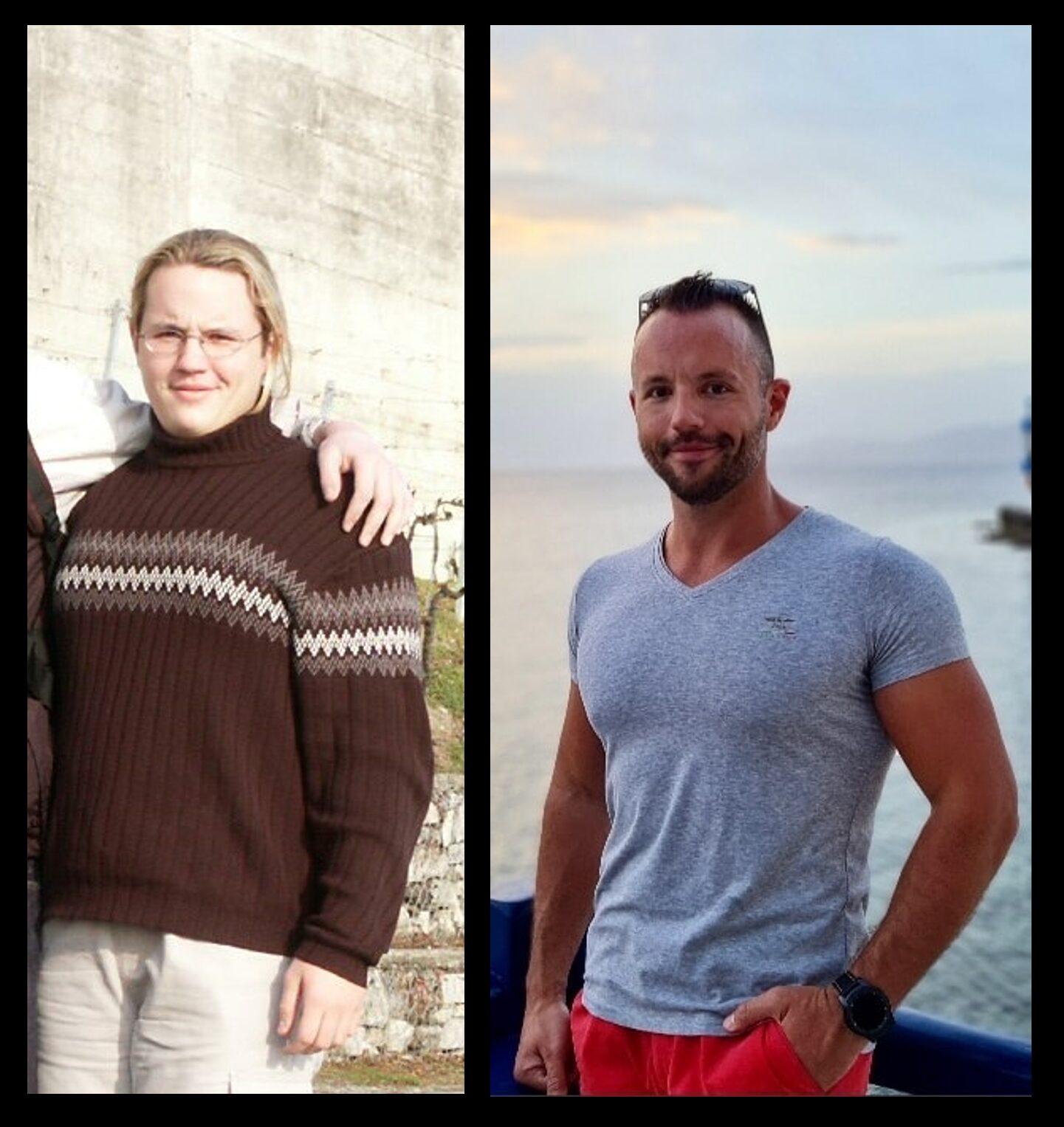 Transformation avant après de Yannick, fondateur de Vibre et Crée